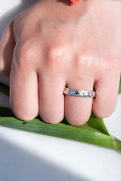 4mm Mountain Mens Wedding Ring, 14k White Gold -Point No Point Studio Store 20250502 SFS0101