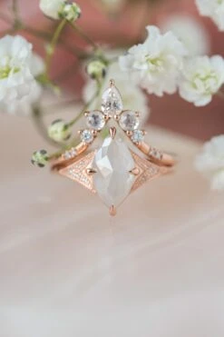 1.88 Carat Icy White Marquise Diamond Engagement Ring, Aela Setting, 14K Rose Gold -Point No Point Studio Store 20250602 SFS0027