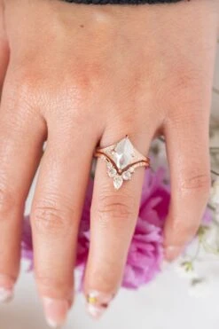 Icy White Diamond Wedding Ring, Flora Setting, 14K Rose Gold -Point No Point Studio Store 20250602 SFS0051 561b9393 9593 44b8 96ee 45b29c71d3ed