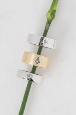 White Kite Sapphire Mens Wedding Band, 14K White Gold 10 White Kite Sapphire Mens Wedding Band, 14K White Gold -Point No Point Studio Store 20250613 SFS0052