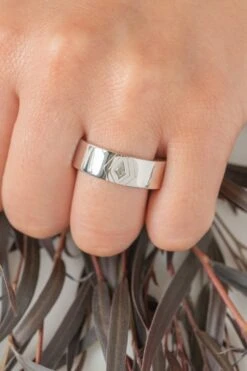 White Kite Sapphire Mens Wedding Band, 14K White Gold 9 White Kite Sapphire Mens Wedding Band, 14K White Gold -Point No Point Studio Store 20250613 SFS0075