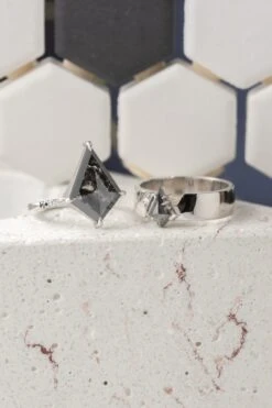 3.21 Carat Black Speckled Kite Diamond Engagement Ring, Ombre Jules Setting, Platinum 10 3.21 Carat Black Speckled Kite Diamond Engagement Ring, Ombre Jules Setting, Platinum -Point No Point Studio Store 20250627 SFS0074