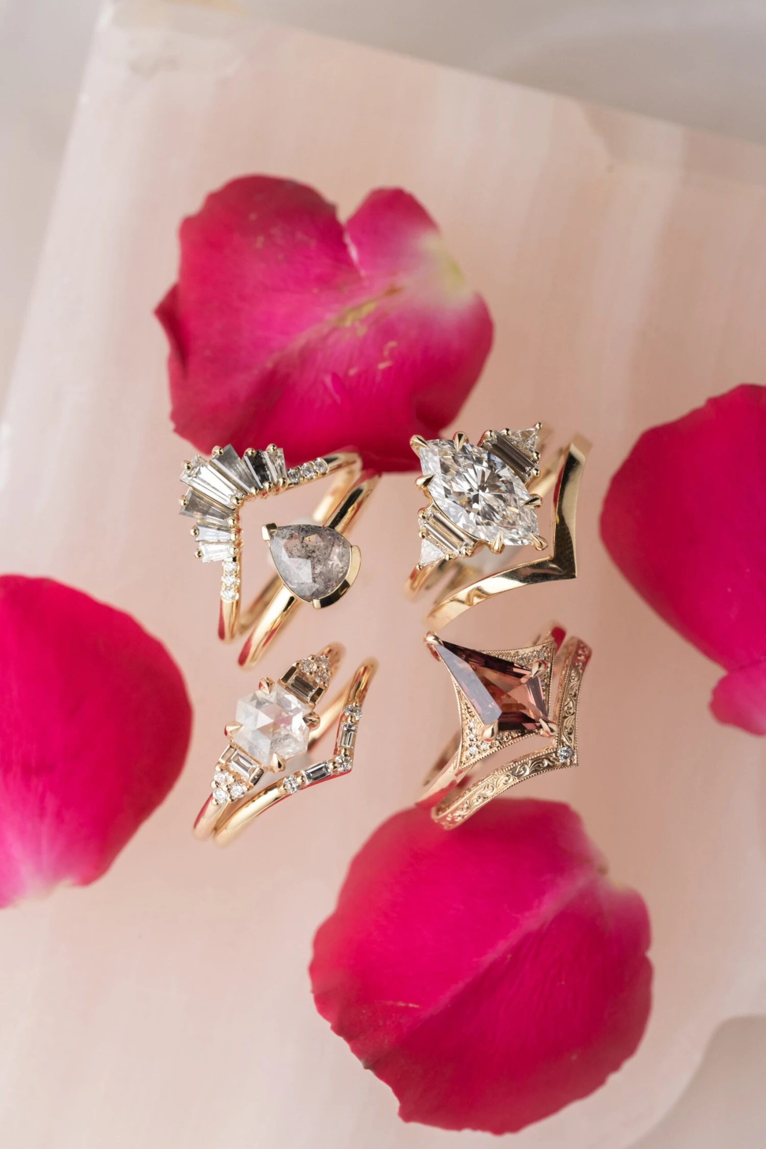 Ombre Baguette Diamond Wedding Band, Extra Diamond Chenoa Setting, 14K Yellow Gold 2 Ombre Baguette Diamond Wedding Band, Extra Diamond Chenoa Setting, 14K Yellow Gold - Image 2