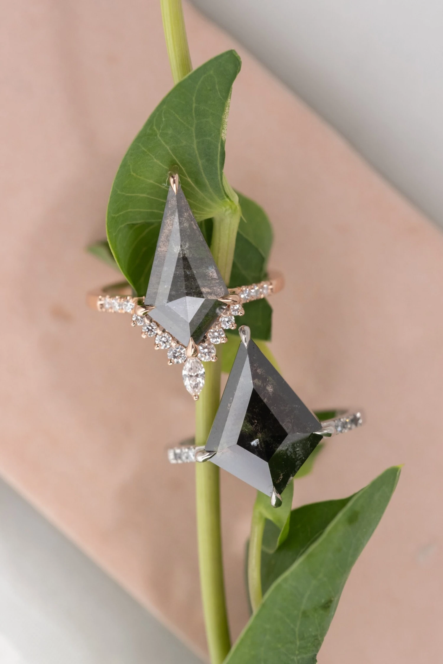 3.21 Carat Black Speckled Kite Diamond Engagement Ring, Ombre Jules Setting, Platinum 5 3.21 Carat Black Speckled Kite Diamond Engagement Ring, Ombre Jules Setting, Platinum - Image 5