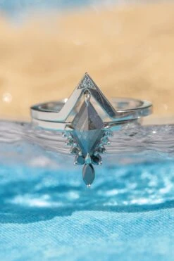 1.27 Carat Black Speckled Lozenge Diamond Engagement Ring, Ombre Ava Setting, Platinum -Point No Point Studio Store 20250711 SFS0099