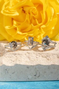 2.72 Carat Black Hexagon Diamond Engagement Ring, Eliza Setting, 14k White Gold -Point No Point Studio Store 20250711 SFS0104 1be2e964 0a52 47e6 9833 73cee6a9d76e