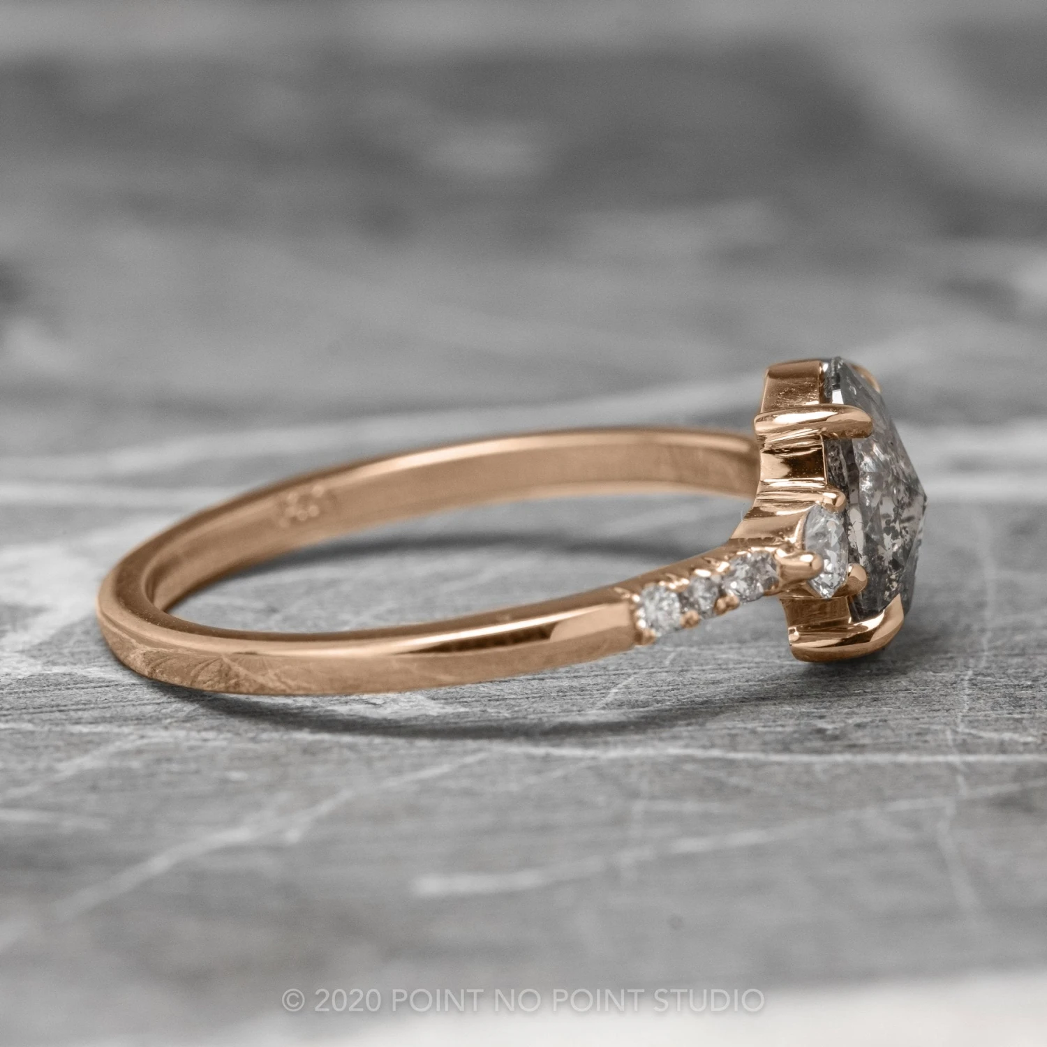 1.45 Carat Salt And Pepper Oval Diamond Engagement Ring, Eliza Setting, 14K Rose Gold 10 1.45 Carat Salt And Pepper Oval Diamond Engagement Ring, Eliza Setting, 14K Rose Gold - Image 10