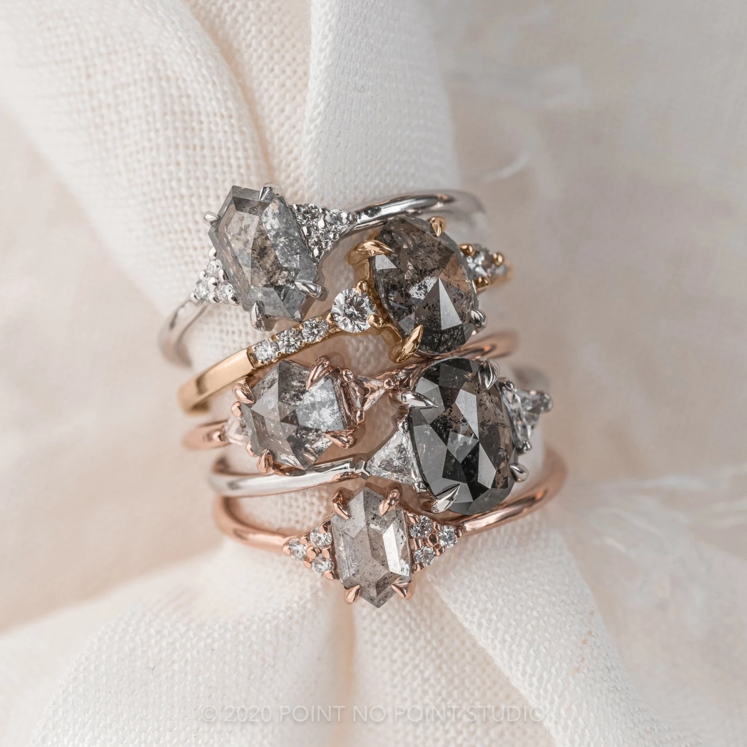 1.45 Carat Salt And Pepper Oval Diamond Engagement Ring, Eliza Setting, 14K Rose Gold 5 1.45 Carat Salt And Pepper Oval Diamond Engagement Ring, Eliza Setting, 14K Rose Gold - Image 5