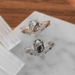 1.45 Carat Salt And Pepper Oval Diamond Engagement Ring, Eliza Setting, 14K Rose Gold 14 1.45 Carat Salt And Pepper Oval Diamond Engagement Ring, Eliza Setting, 14K Rose Gold -Point No Point Studio Store 210007RG 7 4388a26d 2492 453b 90e0 a1f1d366b178