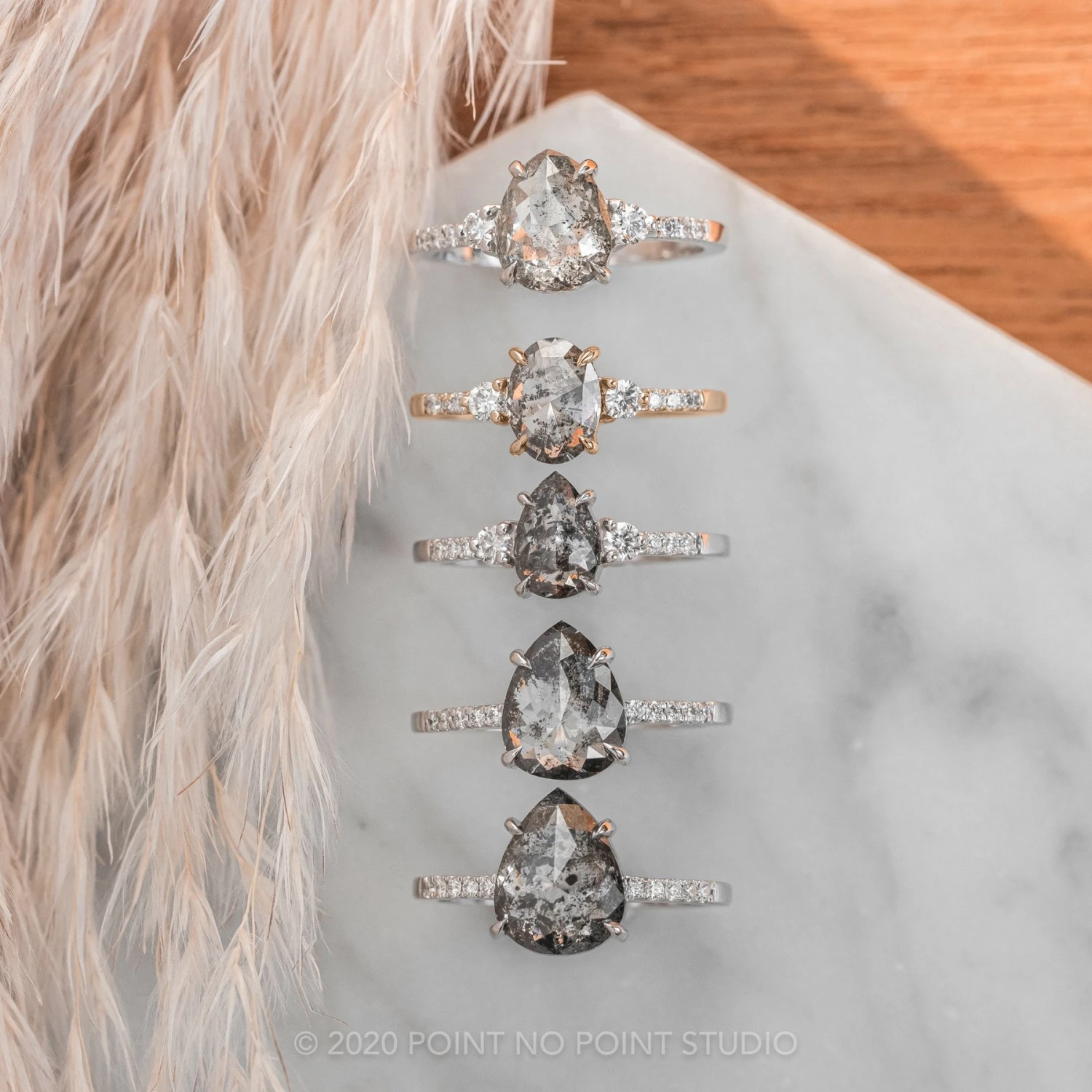 1.45 Carat Salt And Pepper Oval Diamond Engagement Ring, Eliza Setting, 14K Rose Gold 7 1.45 Carat Salt And Pepper Oval Diamond Engagement Ring, Eliza Setting, 14K Rose Gold - Image 7