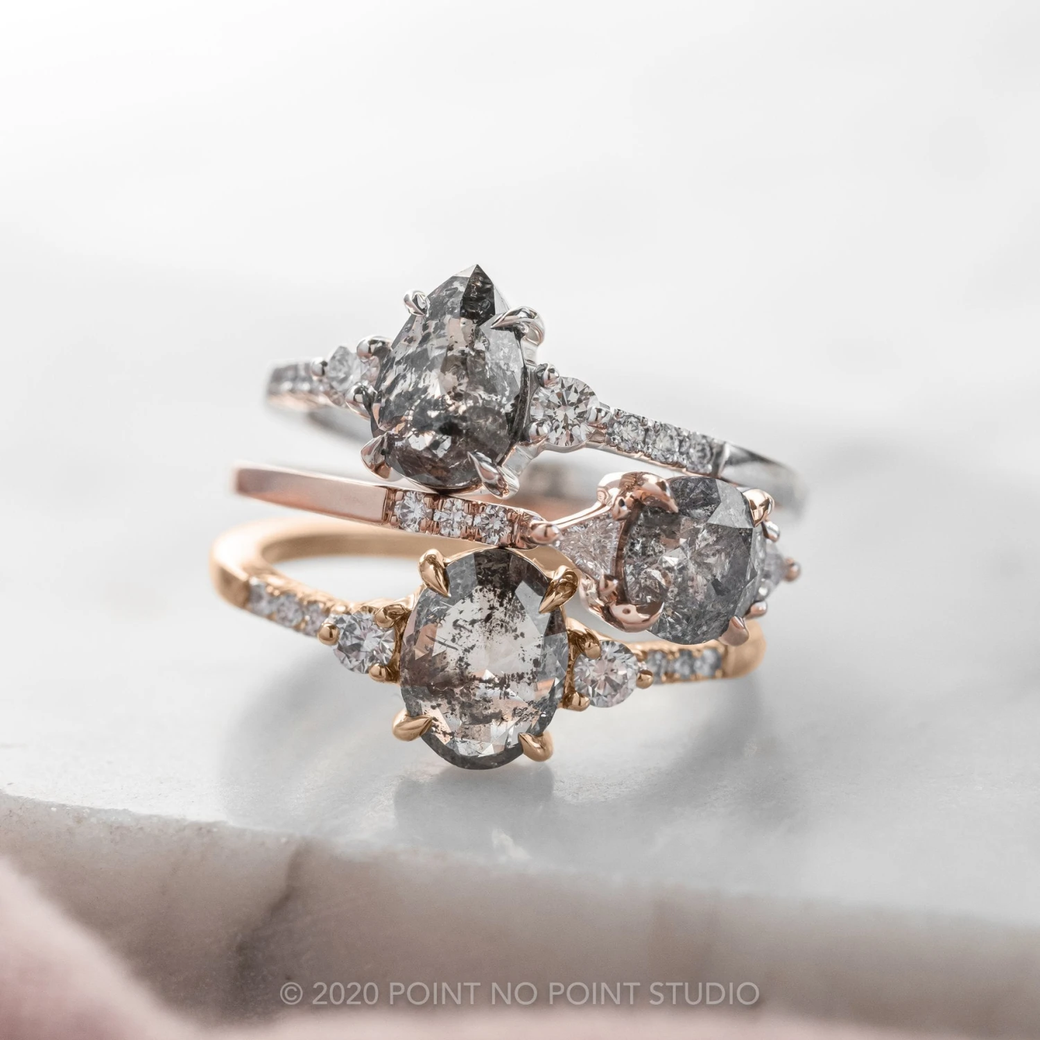 1.45 Carat Salt And Pepper Oval Diamond Engagement Ring, Eliza Setting, 14K Rose Gold 6 1.45 Carat Salt And Pepper Oval Diamond Engagement Ring, Eliza Setting, 14K Rose Gold - Image 6
