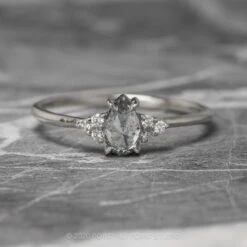 .84 Carat Salt And Pepper Pear Diamond Engagement Ring, Quinn Setting, Platinum