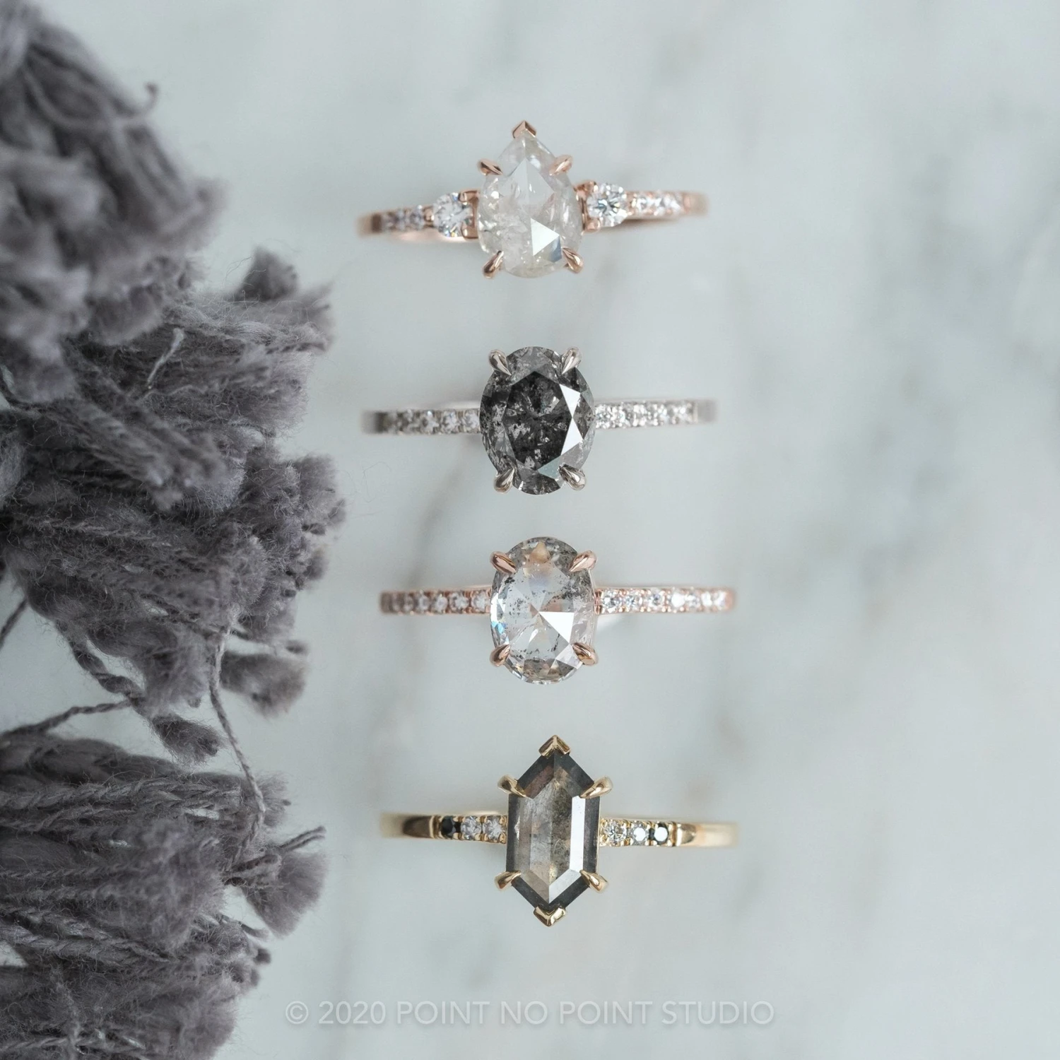 1.92 Carat Salt And Pepper Oval Diamond Engagement Ring, Basket Jules Setting, 14K White Gold 5 1.92 Carat Salt And Pepper Oval Diamond Engagement Ring, Basket Jules Setting, 14K White Gold - Image 5