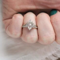 1.52 Carat Icy White Pear Diamond Engagement Ring, Eliza Setting, 14K White Gold 14 1.52 Carat Icy White Pear Diamond Engagement Ring, Eliza Setting, 14K White Gold -Point No Point Studio Store 210024WG 12