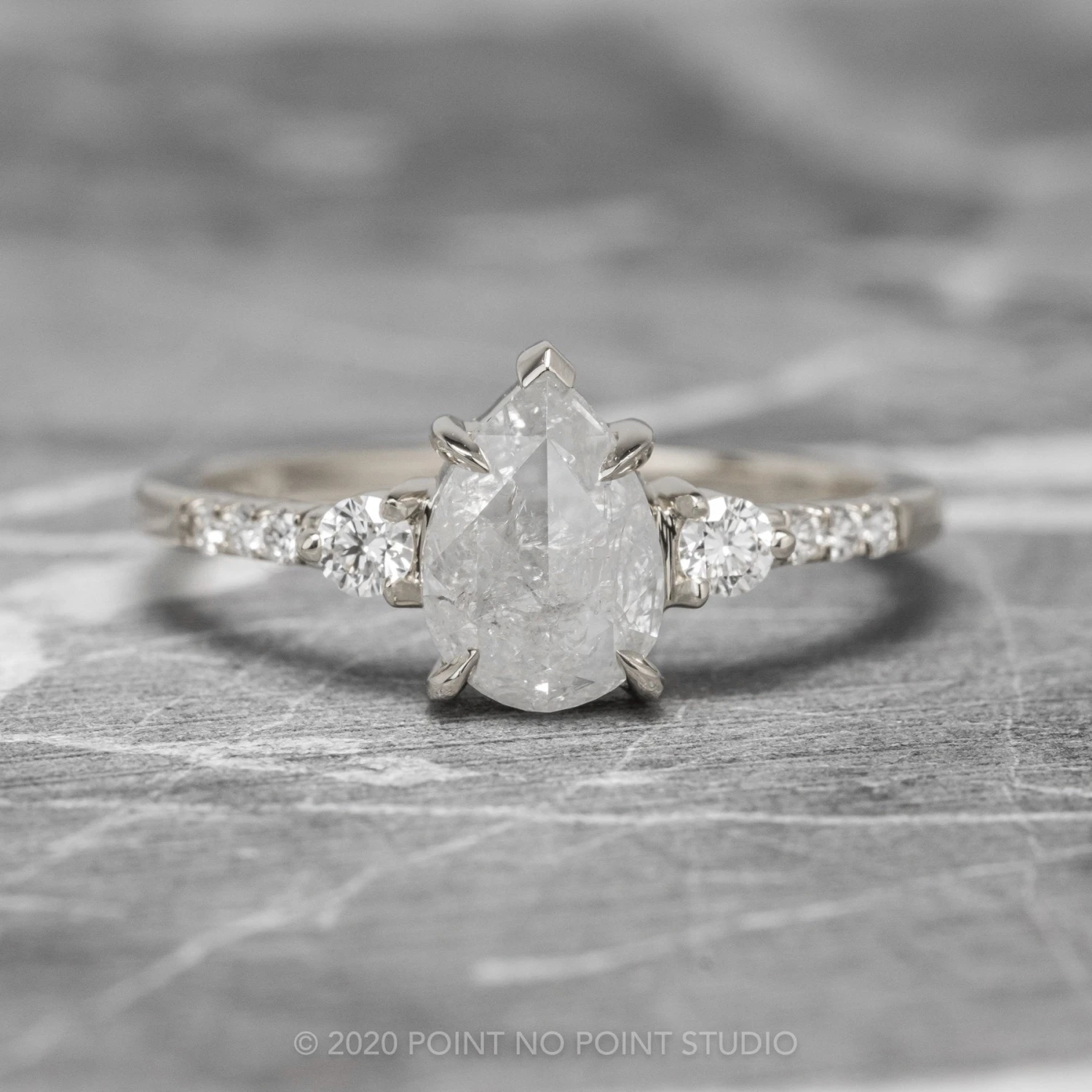 1.52 Carat Icy White Pear Diamond Engagement Ring, Eliza Setting, 14K White Gold 1 1.52 Carat Icy White Pear Diamond Engagement Ring, Eliza Setting, 14K White Gold
