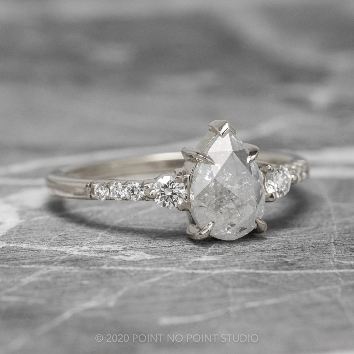 1.52 Carat Icy White Pear Diamond Engagement Ring, Eliza Setting, 14K White Gold 9 1.52 Carat Icy White Pear Diamond Engagement Ring, Eliza Setting, 14K White Gold - Image 9