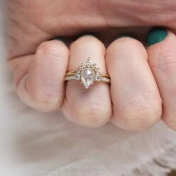 1.52 Carat Icy White Pear Diamond Engagement Ring, Eliza Setting, 14K Yellow Gold -Point No Point Studio Store 210024YG 12
