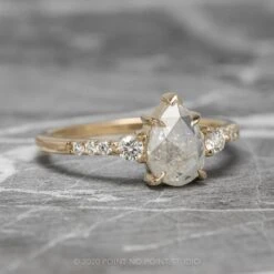 1.52 Carat Icy White Pear Diamond Engagement Ring, Eliza Setting, 14K Yellow Gold -Point No Point Studio Store 210024YG 3