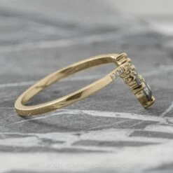 Salt And Pepper Pear And Round Diamond Wedding Ring, Cassiopeia Setting, 14K Yellow Gold 9 Salt And Pepper Pear And Round Diamond Wedding Ring, Cassiopeia Setting, 14K Yellow Gold -Point No Point Studio Store 210155WBYG 3