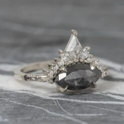 1.89 Carat Black Speckled Marquise Diamond Engagement Ring, Ombre Avaline Setting, Platinum -Point No Point Studio Store 210177P 2 3835d3b4 dd99 4b42 89bd ae6167112ae6