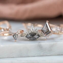 1.89 Carat Black Speckled Marquise Diamond Engagement Ring, Ombre Avaline Setting, 14K White Gold 17 1.89 Carat Black Speckled Marquise Diamond Engagement Ring, Ombre Avaline Setting, 14K White Gold -Point No Point Studio Store 210177WG 10