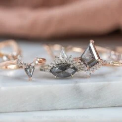 1.89 Carat Black Speckled Marquise Diamond Engagement Ring, Ombre Avaline Setting, Platinum -Point No Point Studio Store 210177WG 10 319d5274 ab61 4f88 9dc1 b569424002a3