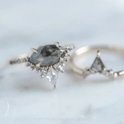 1.89 Carat Black Speckled Marquise Diamond Engagement Ring, Ombre Avaline Setting, 14K White Gold 18 1.89 Carat Black Speckled Marquise Diamond Engagement Ring, Ombre Avaline Setting, 14K White Gold -Point No Point Studio Store 210177WG 9