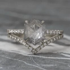 1.52 Carat Salt And Pepper Hexagon Diamond Engagement Ring, Jules Setting, Platinum 26 1.52 Carat Salt And Pepper Hexagon Diamond Engagement Ring, Jules Setting, Platinum -Point No Point Studio Store 210180WG 2 4336a262 6b98 457a 8386 156c2155d451