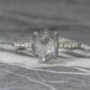 1.52 Carat Salt And Pepper Hexagon Diamond Engagement Ring, Jules Setting, Platinum