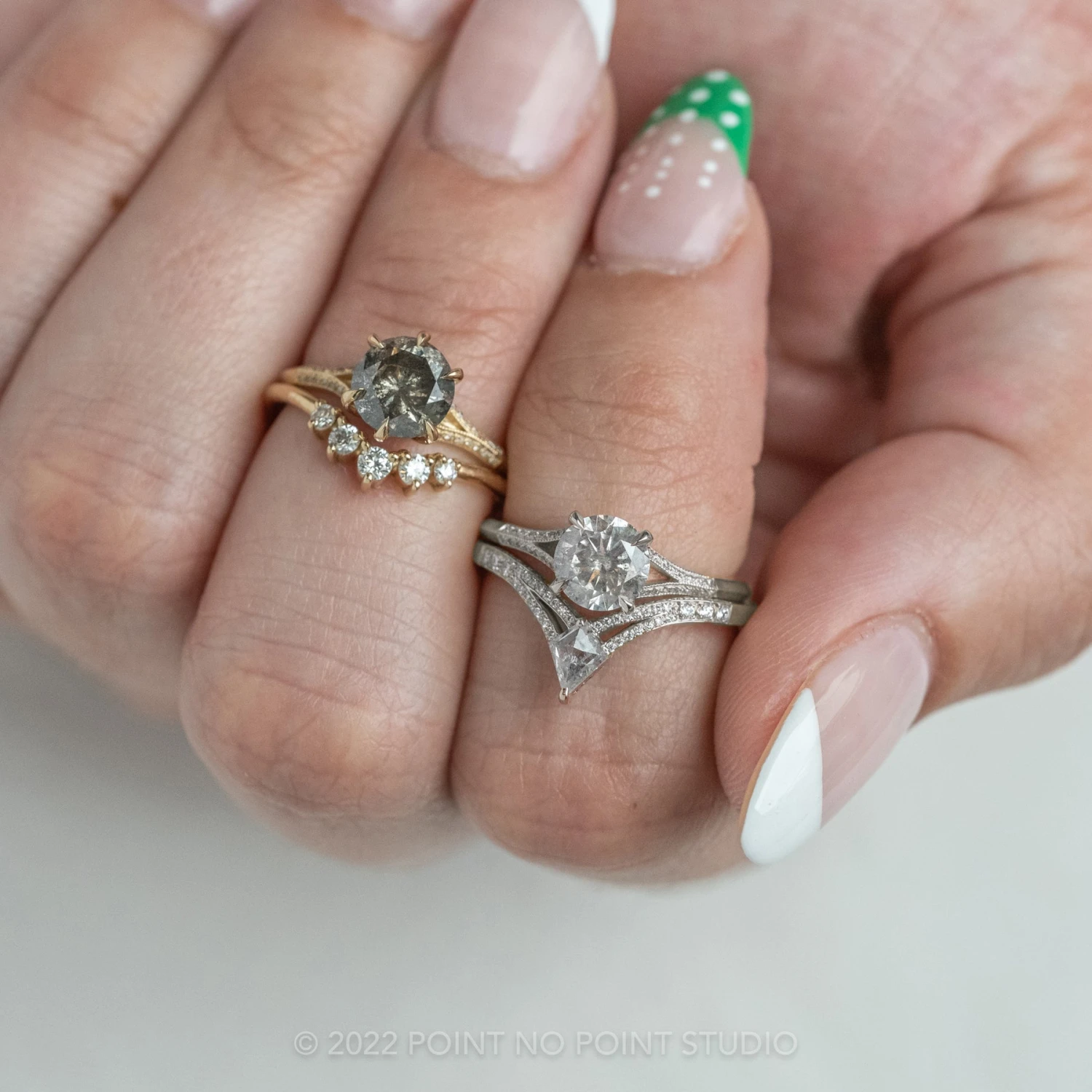 1.04 Carat Salt And Pepper Round Diamond Engagement Ring, Mackenzie Setting, Platinum 6 1.04 Carat Salt And Pepper Round Diamond Engagement Ring, Mackenzie Setting, Platinum - Image 6