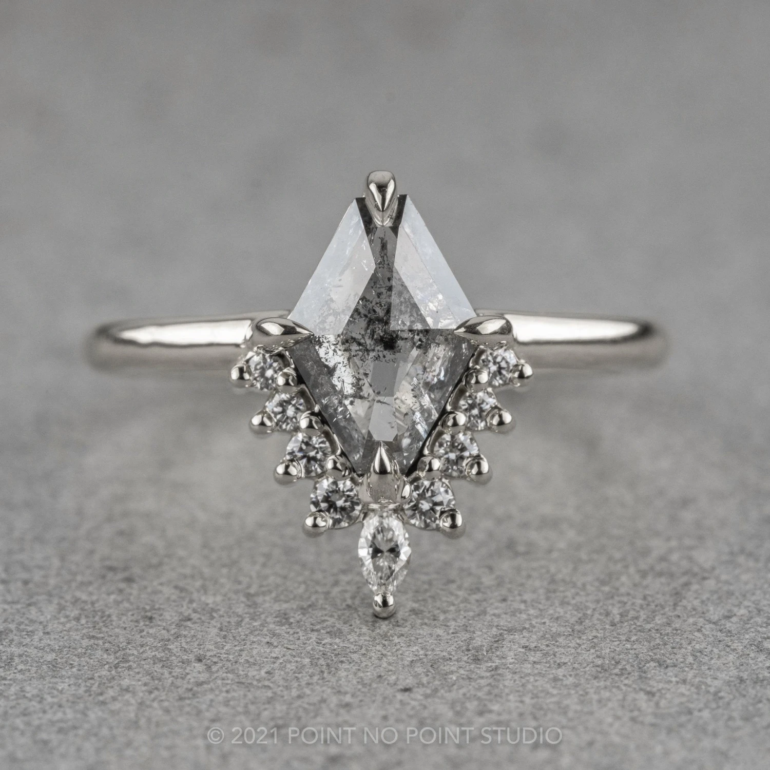 1.49 Carat Salt And Pepper Geometric Diamond Engagement Ring, Ava Setting, 14K White Gold 1 1.49 Carat Salt And Pepper Geometric Diamond Engagement Ring, Ava Setting, 14K White Gold