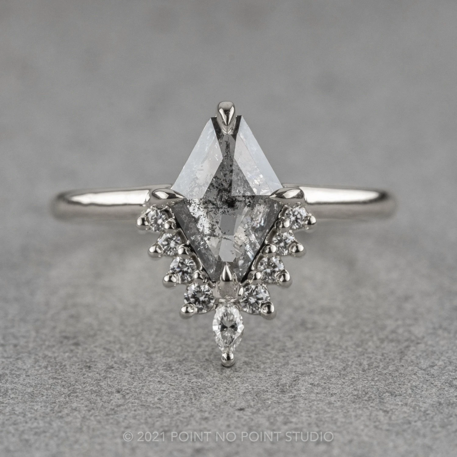 1.49 Carat Salt And Pepper Geometric Diamond Engagement Ring, Ava Setting, Platinum 1 1.49 Carat Salt And Pepper Geometric Diamond Engagement Ring, Ava Setting, Platinum