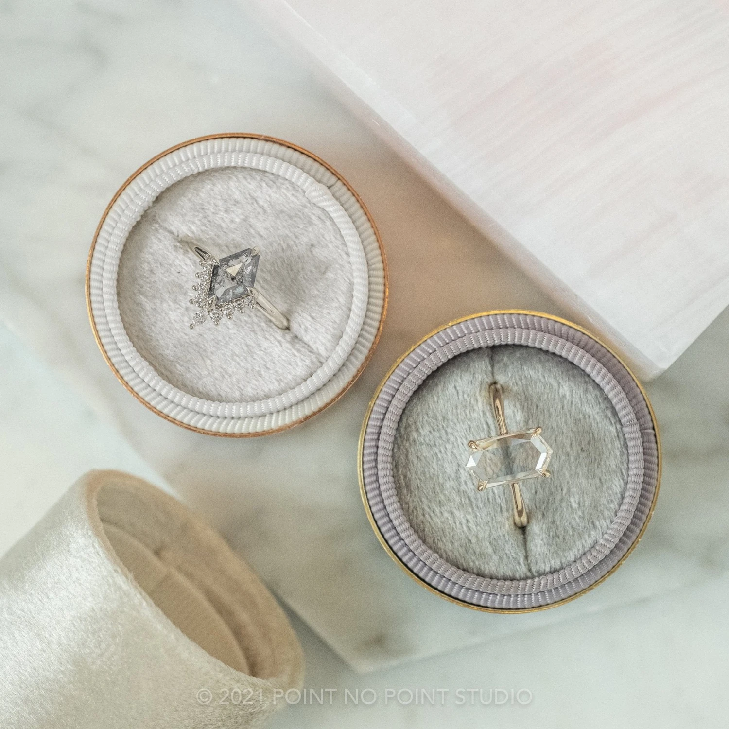 1.49 Carat Salt And Pepper Geometric Diamond Engagement Ring, Ava Setting, 14K White Gold 3 1.49 Carat Salt And Pepper Geometric Diamond Engagement Ring, Ava Setting, 14K White Gold - Image 3