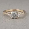 1.19 Carat Salt And Pepper Round Diamond Engagement Ring, Eliza Setting, 14K Yellow Gold