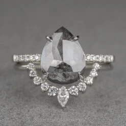 2.49 Carat Salt And Pepper Pear Diamond Engagement Ring, Jules Setting, Platinum -Point No Point Studio Store 210322WG 1 76fe4547 5f53 4dfb 8cc5 de3e7d2d5266