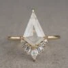 1.94 Carat Icy White Kite Diamond Engagement Ring, Wren Setting, 14K Yellow Gold