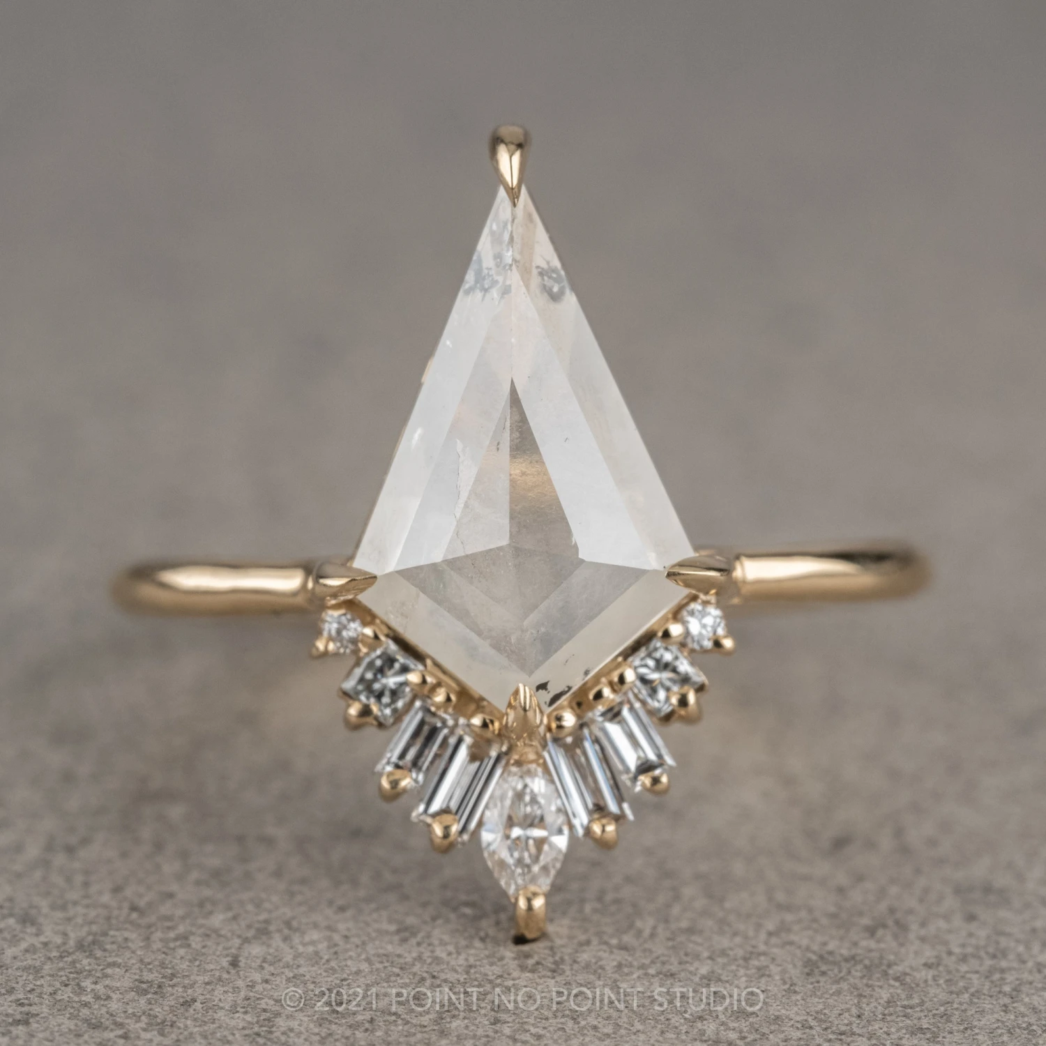 1.94 Carat Icy White Kite Diamond Engagement Ring, Wren Setting, 14K Yellow Gold 1 1.94 Carat Icy White Kite Diamond Engagement Ring, Wren Setting, 14K Yellow Gold