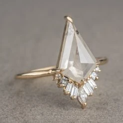 1.94 Carat Icy White Kite Diamond Engagement Ring, Wren Setting, 14K Yellow Gold 17 1.94 Carat Icy White Kite Diamond Engagement Ring, Wren Setting, 14K Yellow Gold -Point No Point Studio Store 210326x 2