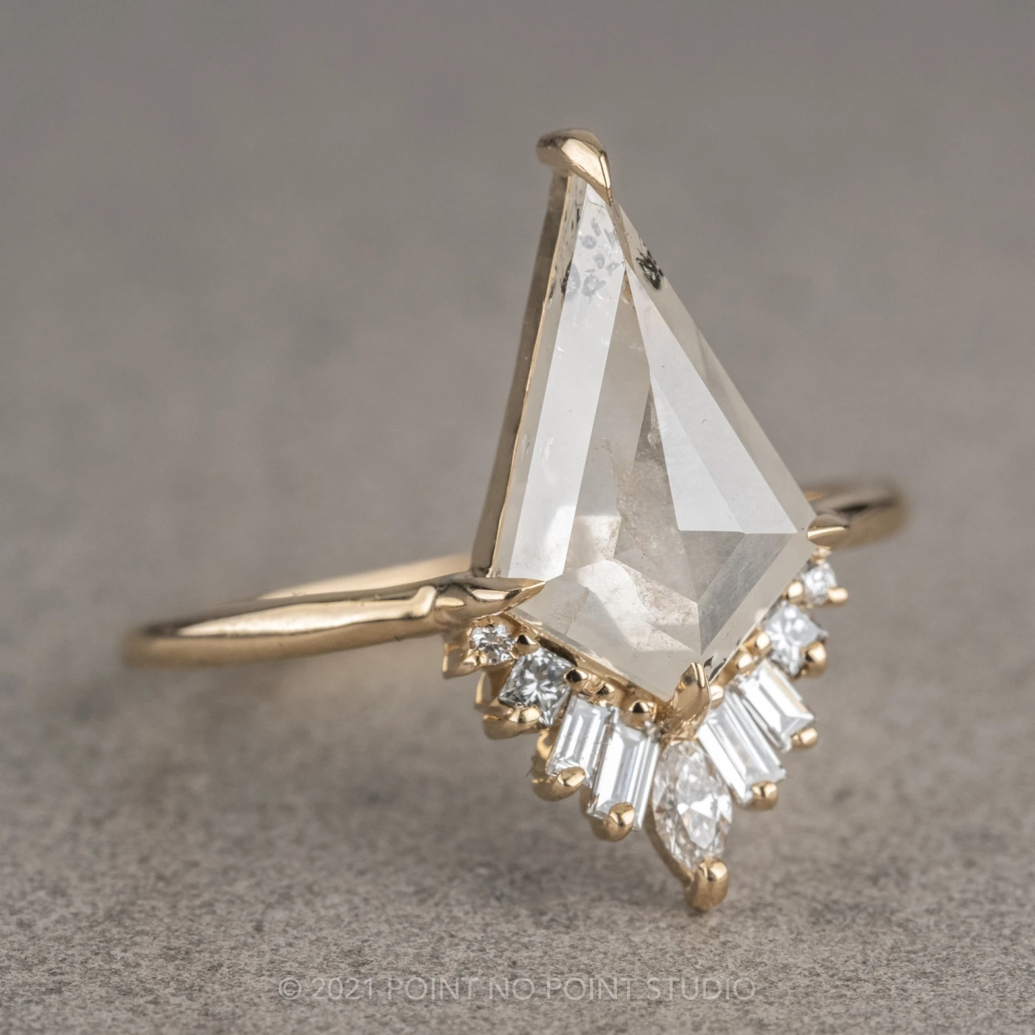 1.94 Carat Icy White Kite Diamond Engagement Ring, Wren Setting, 14K Yellow Gold 8 1.94 Carat Icy White Kite Diamond Engagement Ring, Wren Setting, 14K Yellow Gold - Image 8