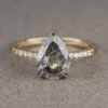 2.02 Carat Salt And Pepper Pear Diamond Engagement Ring, Sirena Setting, 14K Yellow Gold