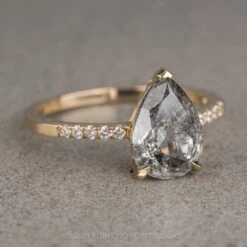 2.02 Carat Salt And Pepper Pear Diamond Engagement Ring, Sirena Setting, 14K Yellow Gold 33 2.02 Carat Salt And Pepper Pear Diamond Engagement Ring, Sirena Setting, 14K Yellow Gold -Point No Point Studio Store 210328 3 1e62759c 4c60 44aa 8eee 13ff17b44311