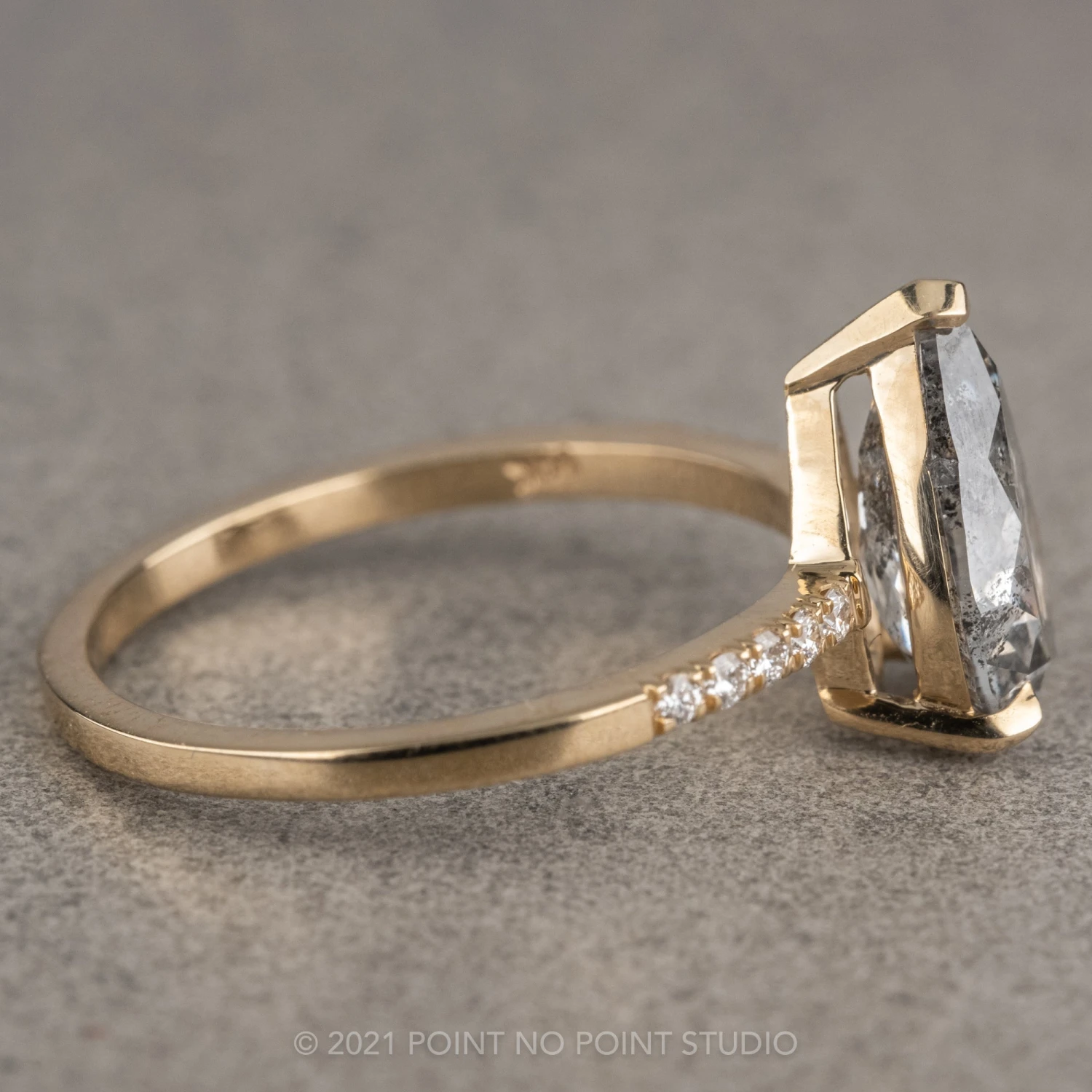 2.02 Carat Salt And Pepper Pear Diamond Engagement Ring, Sirena Setting, 14K Yellow Gold 17 2.02 Carat Salt And Pepper Pear Diamond Engagement Ring, Sirena Setting, 14K Yellow Gold - Image 17