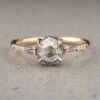 .99 Carat Salt And Pepper Hexagon Diamond Engagement Ring, Eliza Setting, 14K Yellow Gold