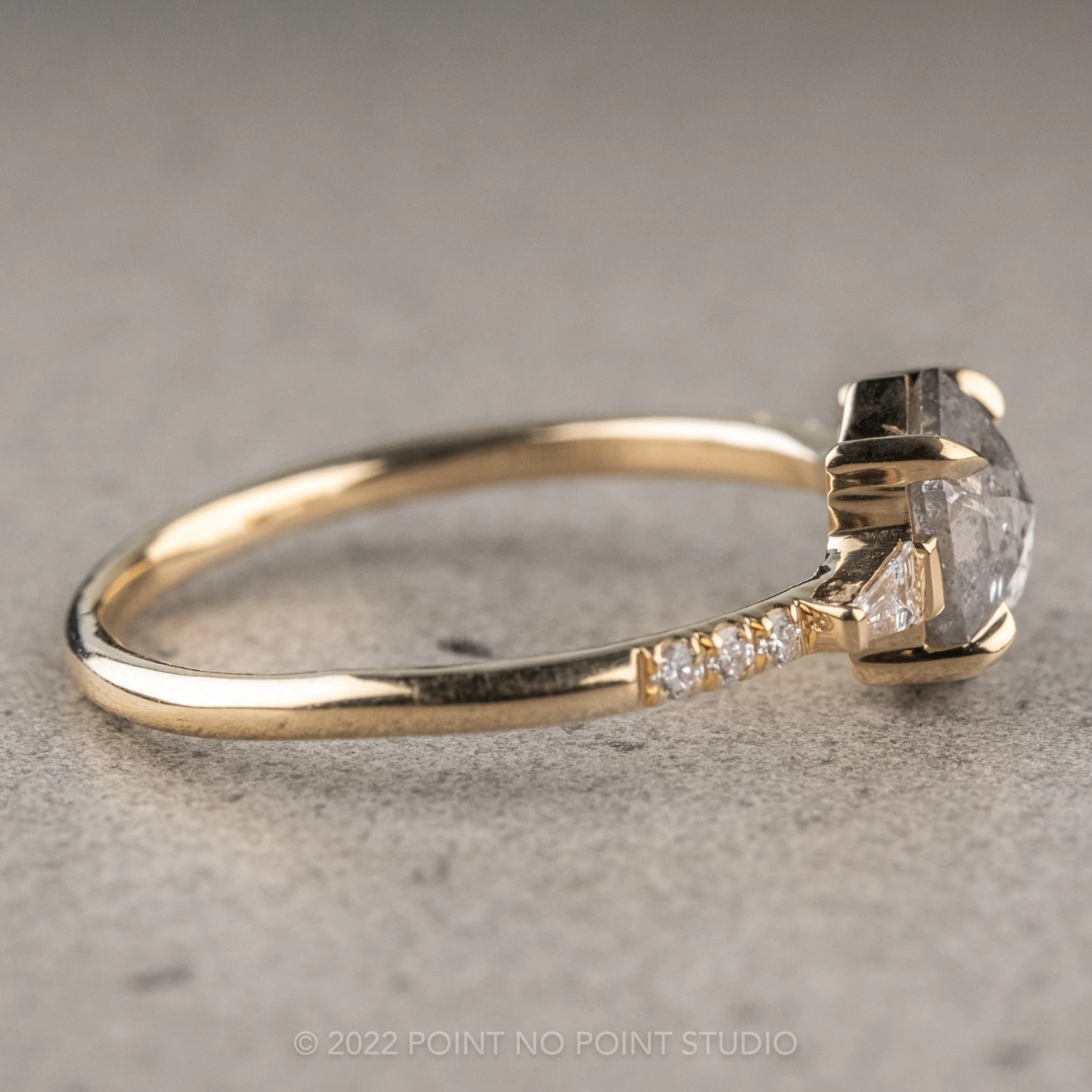 .99 Carat Salt And Pepper Hexagon Diamond Engagement Ring, Eliza Setting, 14K Yellow Gold 13 .99 Carat Salt And Pepper Hexagon Diamond Engagement Ring, Eliza Setting, 14K Yellow Gold - Image 13