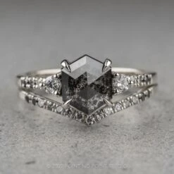 1.40 Carat Black Speckled Hexagon Diamond Engagement Ring, Ombre Eliza Setting, Platinum 20 1.40 Carat Black Speckled Hexagon Diamond Engagement Ring, Ombre Eliza Setting, Platinum -Point No Point Studio Store 220009WG 1 1e8b8f18 0781 4f33 ace7 14d014ada666