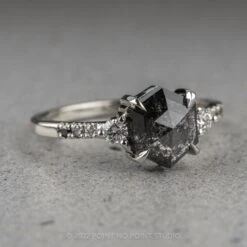 1.40 Carat Black Speckled Hexagon Diamond Engagement Ring, Ombre Eliza Setting, Platinum 21 1.40 Carat Black Speckled Hexagon Diamond Engagement Ring, Ombre Eliza Setting, Platinum -Point No Point Studio Store 220009WG 3 28e06d05 8f9f 4cd0 b33a 6491cb484bd3