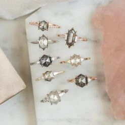 1.40 Carat Black Speckled Hexagon Diamond Engagement Ring, Ombre Eliza Setting, Platinum 19 1.40 Carat Black Speckled Hexagon Diamond Engagement Ring, Ombre Eliza Setting, Platinum -Point No Point Studio Store 220009WG 7 acdf8d2f 3ff8 40e2 85f6 092fd31b0f57