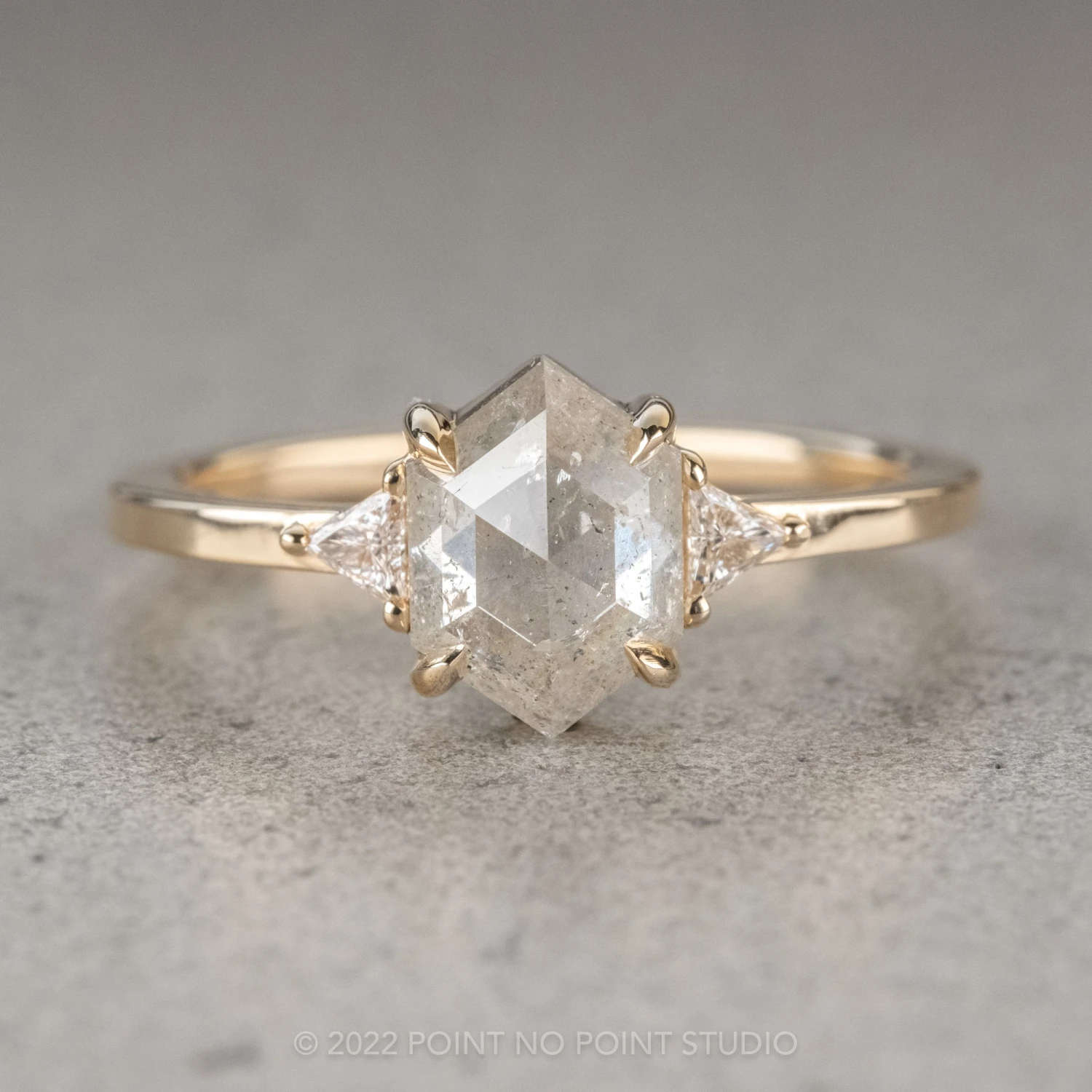 1.48 Carat Icy White Hexagon Diamond Engagement Ring, Zoe Setting, 14K Yellow Gold 1 1.48 Carat Icy White Hexagon Diamond Engagement Ring, Zoe Setting, 14K Yellow Gold