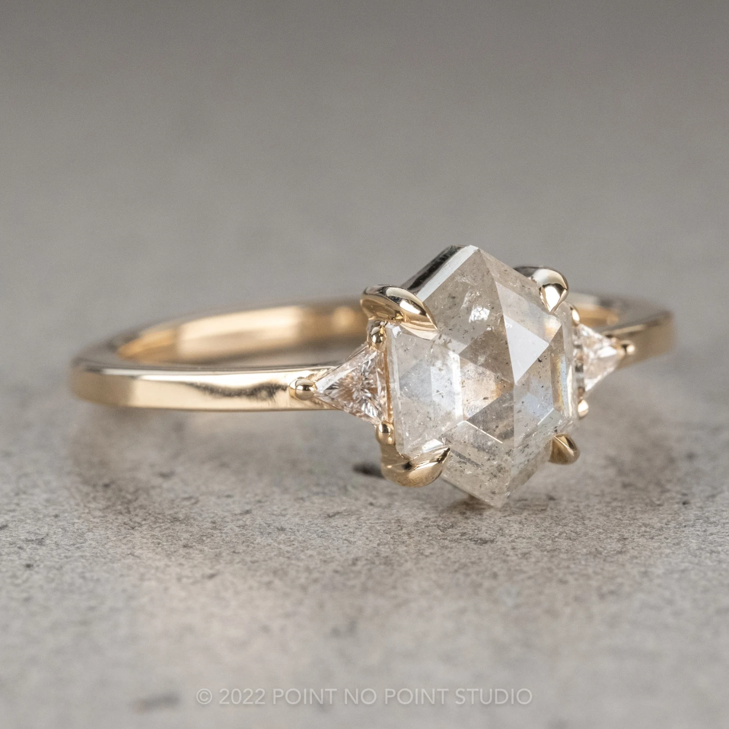 1.48 Carat Icy White Hexagon Diamond Engagement Ring, Zoe Setting, 14K Yellow Gold 4 1.48 Carat Icy White Hexagon Diamond Engagement Ring, Zoe Setting, 14K Yellow Gold - Image 4