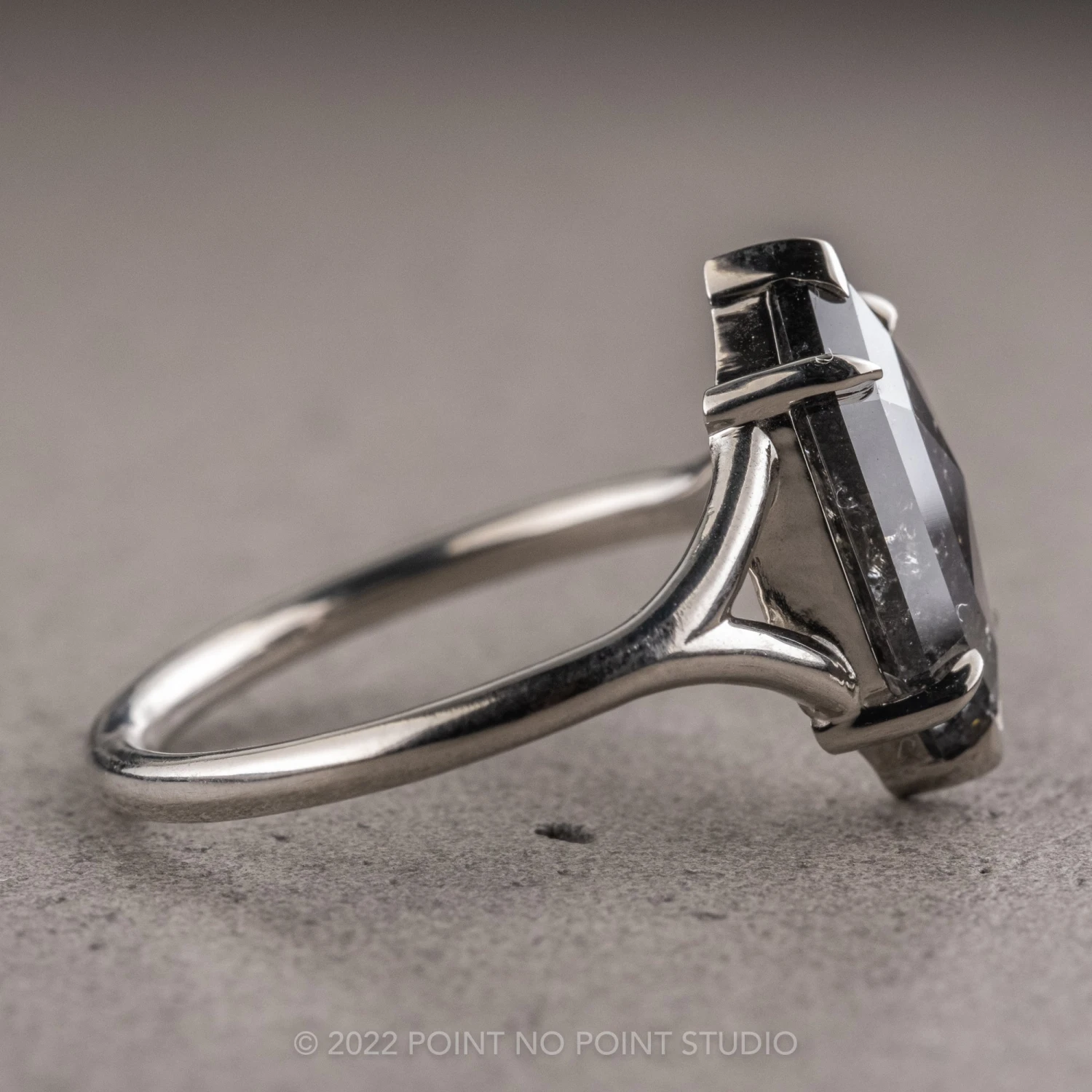 1.84 Carat Black Speckled Hexagon Diamond Engagement Ring, Charlize Setting, Platinum 12 1.84 Carat Black Speckled Hexagon Diamond Engagement Ring, Charlize Setting, Platinum - Image 12